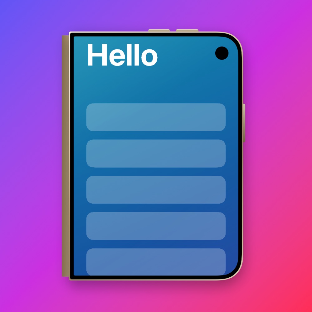 A screenshot in a closed iPhone Duo frame with a gold finish