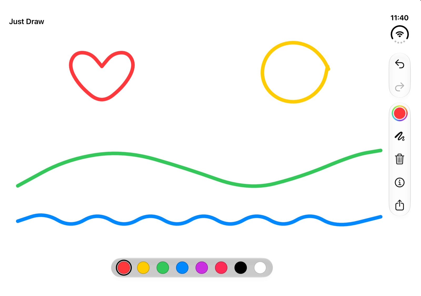 Just Draw on the inner display of an iPhone Duo, with the toolbar down the right edge